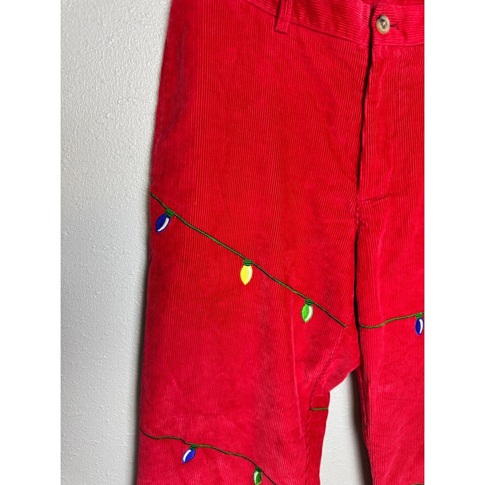 Vineyard Vines Men Red‎ Corduroy Christmas Light Pants Holiday Embroidered 33x32 - Picture 2 of 5
